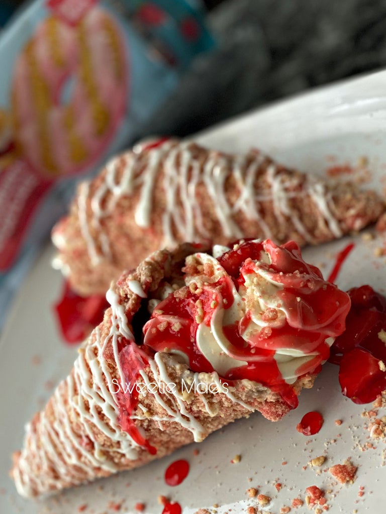 Strawberry Cheesecake Stuffed Waffle Cone